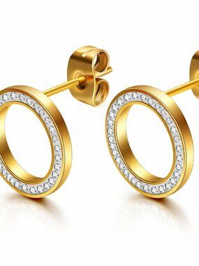 Earrings, 18K Gold Plated Steel
